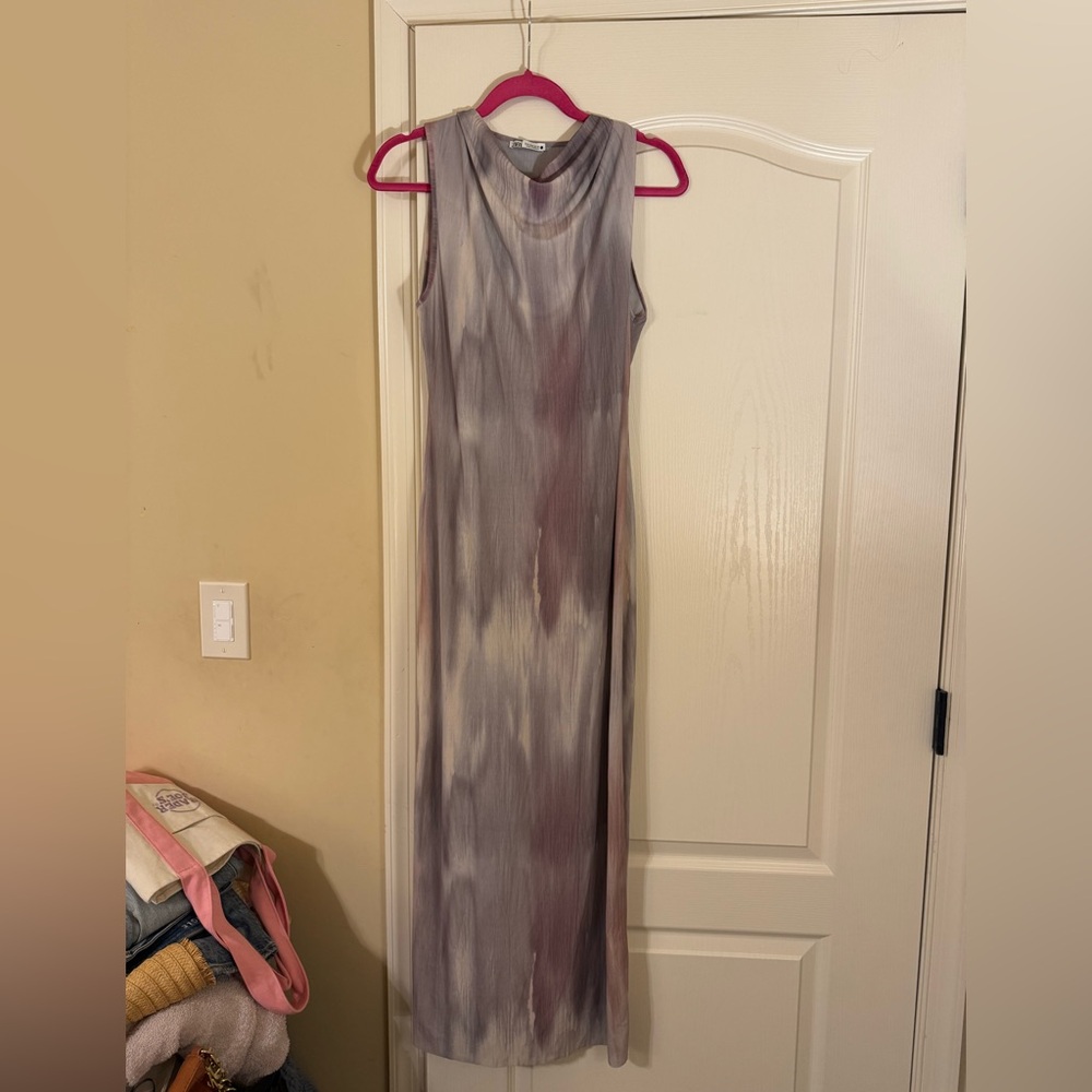 Zara Sleeveless Gray and Purple Maxi Dress